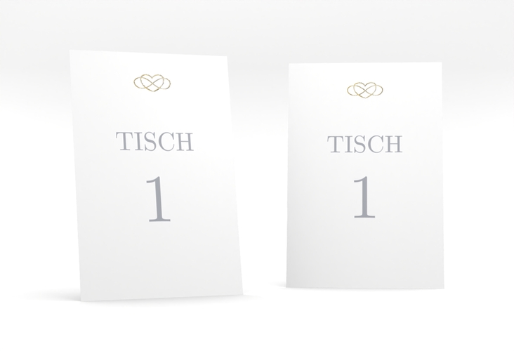 Tischnummer Hochzeit Infinity Tischaufsteller grau gold