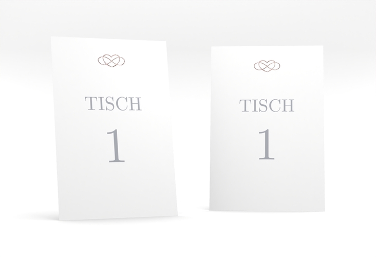 Tischnummer Hochzeit Infinity Tischaufsteller grau rosegold