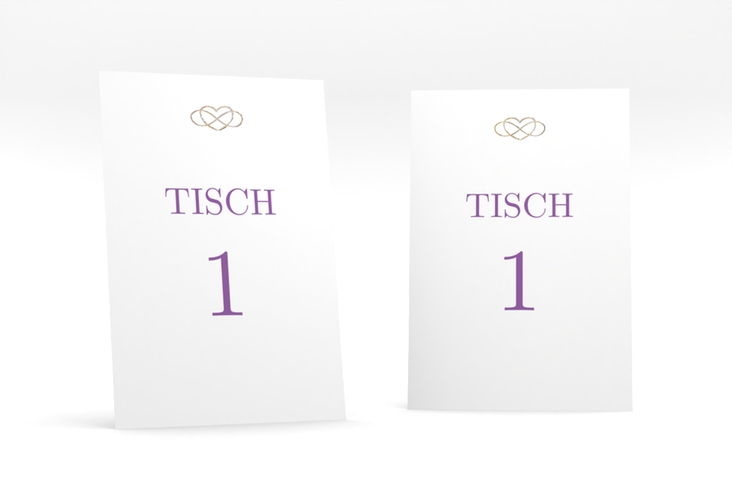 Tischnummer Hochzeit Infinity Tischaufsteller lila gold