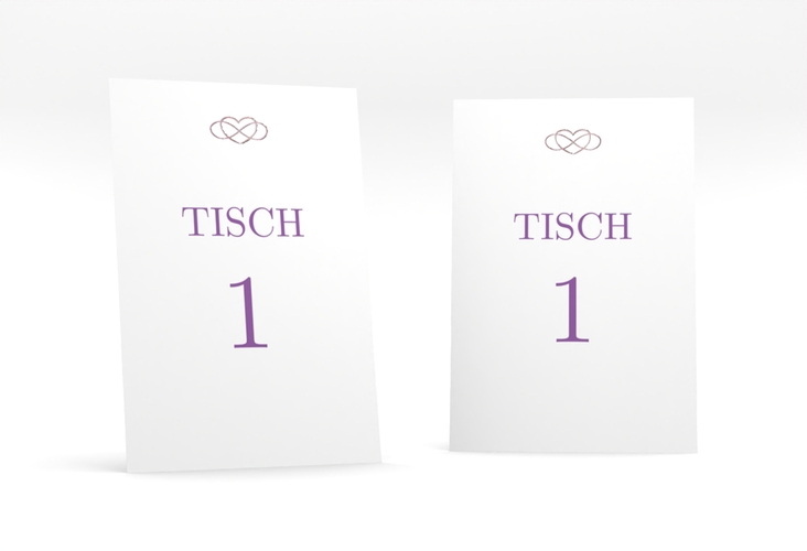 Tischnummer Hochzeit Infinity Tischaufsteller lila rosegold