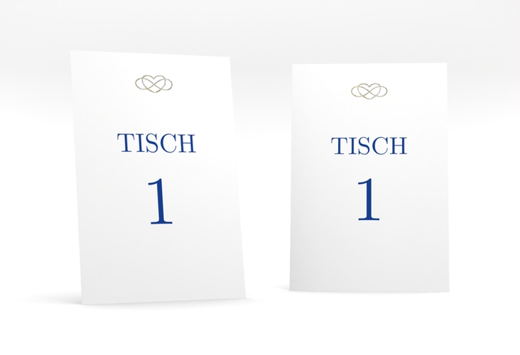Tischnummer Hochzeit Infinity Tischaufsteller blau gold