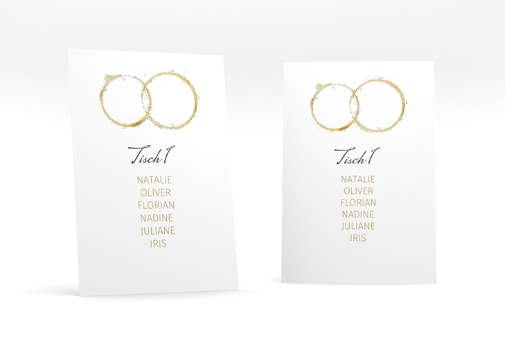 Tischaufsteller Hochzeit Trauringe Tischaufsteller gold gold minimalistisch gestaltet mit zwei Eheringen
