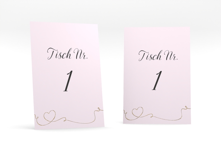 Tischnummer Hochzeit Dolce Tischaufsteller rosa gold