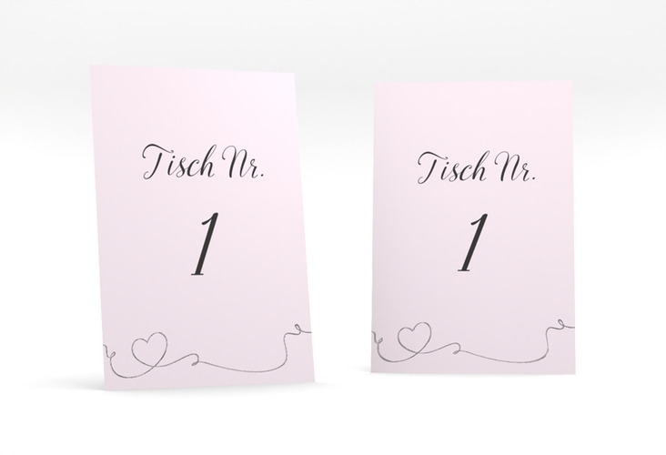 Tischnummer Hochzeit Dolce Tischaufsteller rosa silber