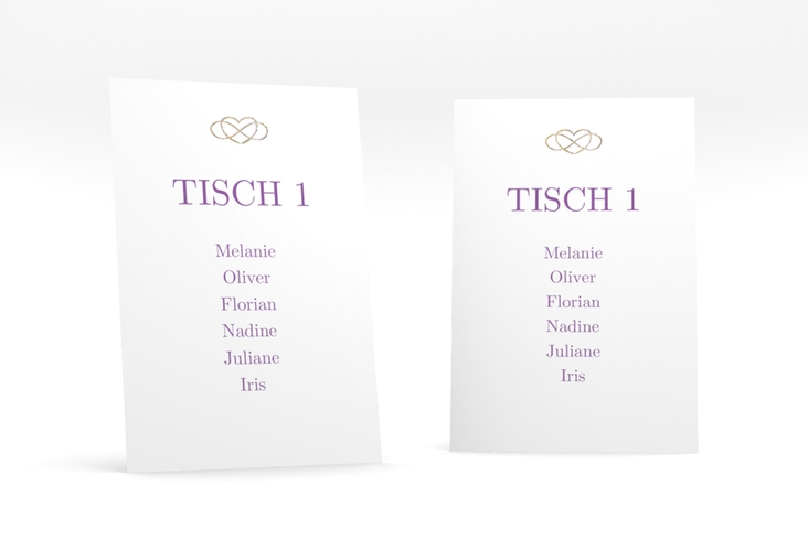 Tischaufsteller Hochzeit Infinity Tischaufsteller lila gold