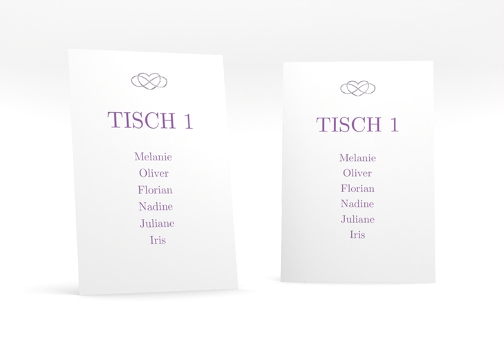 Tischaufsteller Hochzeit Infinity Tischaufsteller lila silber