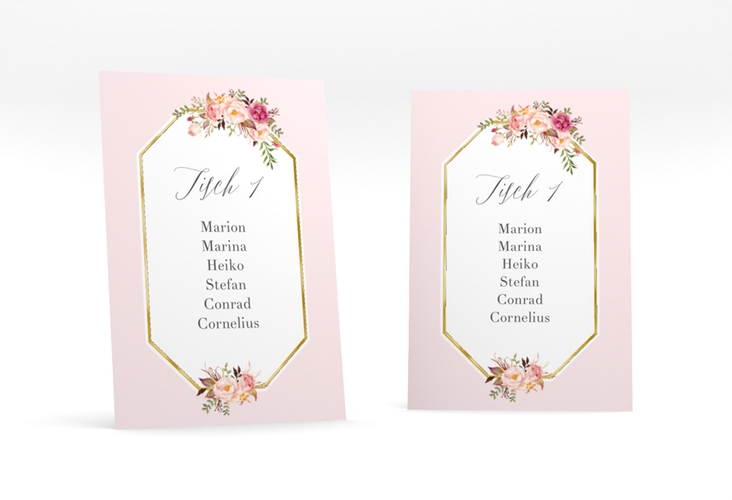 Tischaufsteller Hochzeit Prachtvoll Tischaufsteller rosa gold