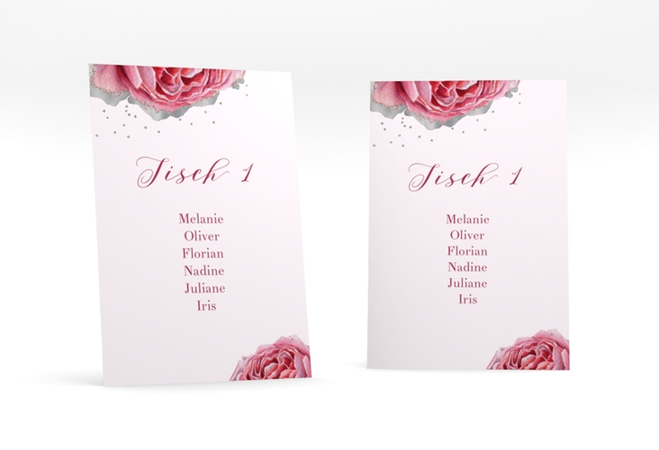 Tischaufsteller Hochzeit Cherie Tischaufsteller rosa silber