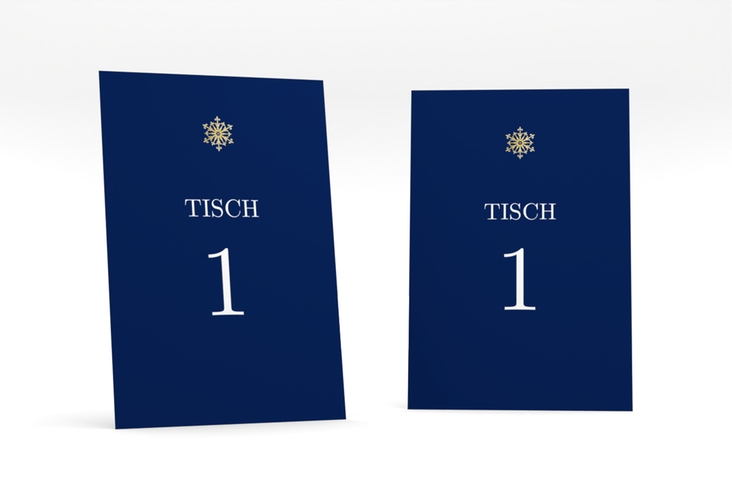Tischnummer Hochzeit Crystal Tischaufsteller blau gold mit Eiskristall