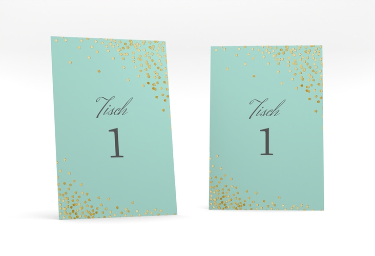 Tischnummer Hochzeit Glitter Tischaufsteller mint gold