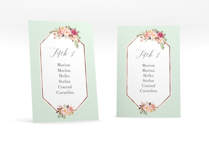Tischaufsteller Hochzeit Prachtvoll Tischaufsteller mint rosegold
