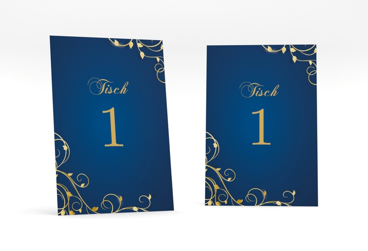 Tischnummer Hochzeit Eternity Tischaufsteller blau gold