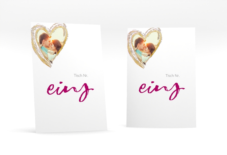 Tischnummer Hochzeit Liebe Tischaufsteller pink gold