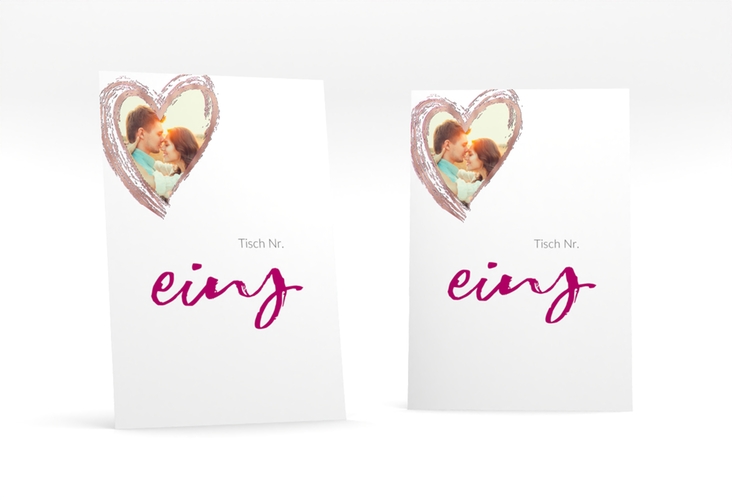 Tischnummer Hochzeit Liebe Tischaufsteller pink rosegold