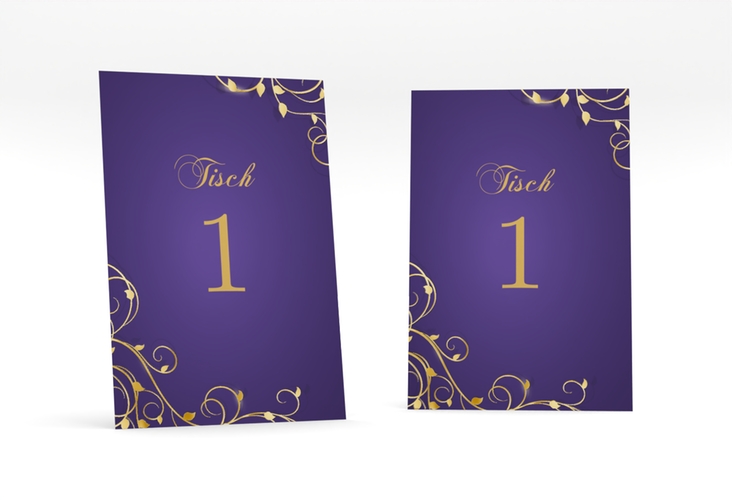 Tischnummer Hochzeit Eternity Tischaufsteller lila gold