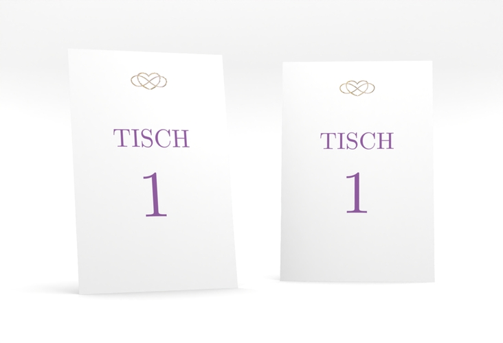 Tischnummer Hochzeit Infinity Tischaufsteller lila gold
