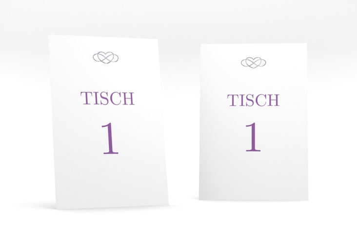 Tischnummer Hochzeit Infinity Tischaufsteller lila silber
