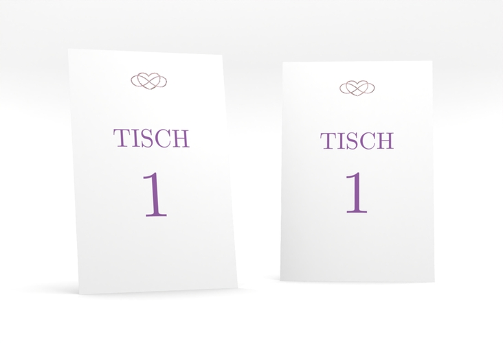 Tischnummer Hochzeit Infinity Tischaufsteller lila rosegold