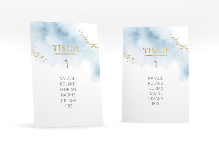 Tischaufsteller Hochzeit Pastell Tischaufsteller blau gold