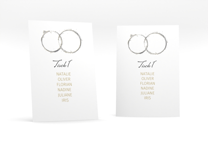 Tischaufsteller Hochzeit Trauringe Tischaufsteller gold silber minimalistisch gestaltet mit zwei Eheringen