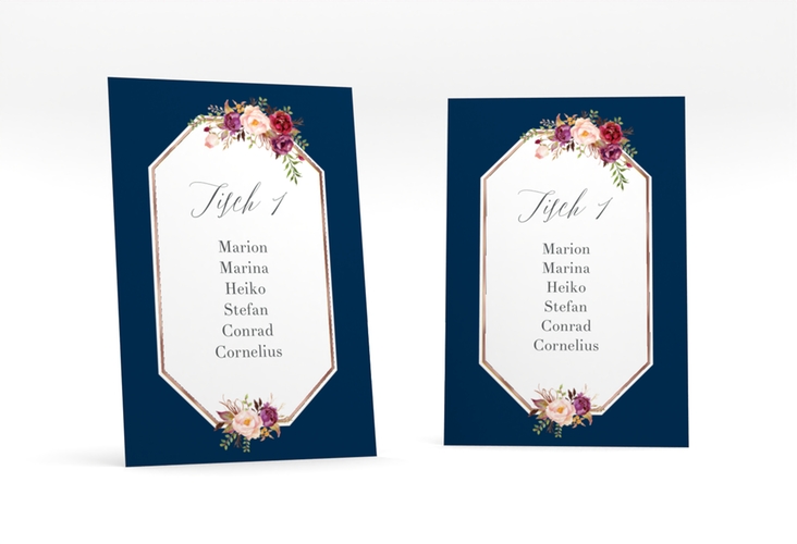 Tischaufsteller Hochzeit Prachtvoll Tischaufsteller blau rosegold