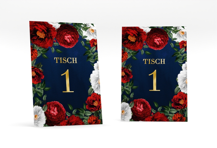 Tischnummer Hochzeit Florista Tischaufsteller blau gold