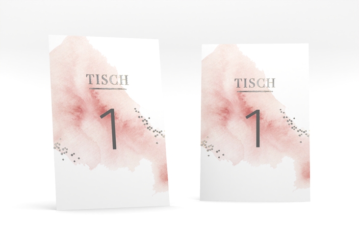 Tischnummer Hochzeit Pastell Tischaufsteller rosa silber
