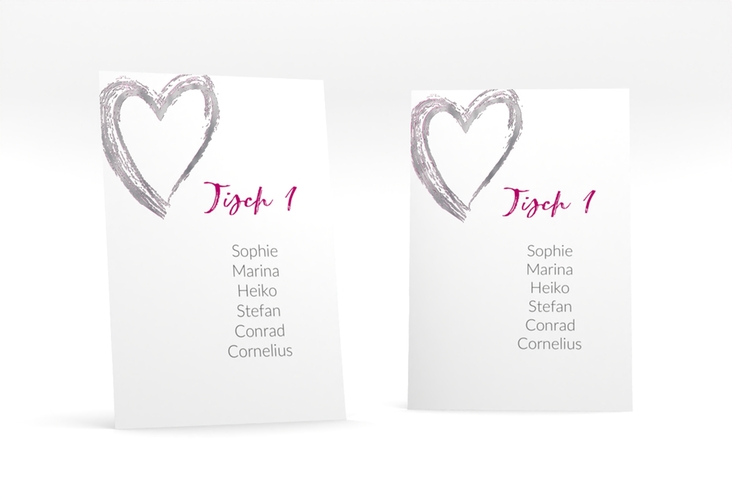 Tischaufsteller Hochzeit Liebe Tischaufsteller pink silber