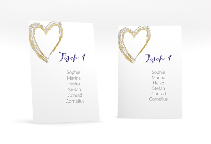Tischaufsteller Hochzeit Liebe Tischaufsteller blau gold
