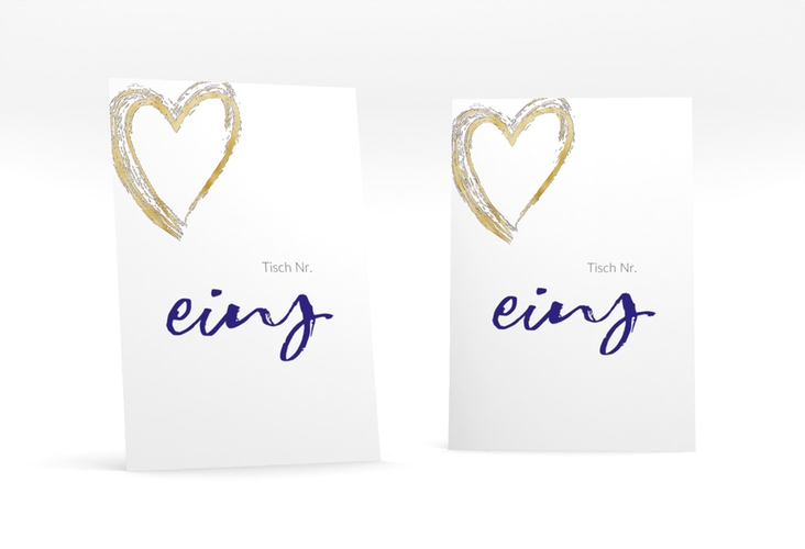 Tischnummer Hochzeit Liebe Tischaufsteller blau gold