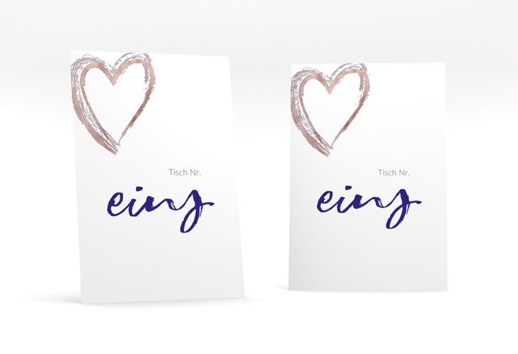 Tischnummer Hochzeit Liebe Tischaufsteller blau rosegold