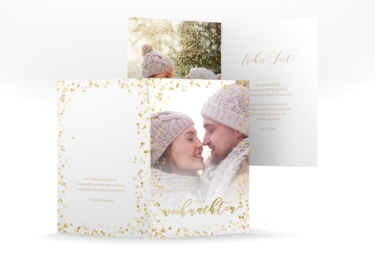 Weihnachtskarte Lights A6 Klappkarte hoch gold gold