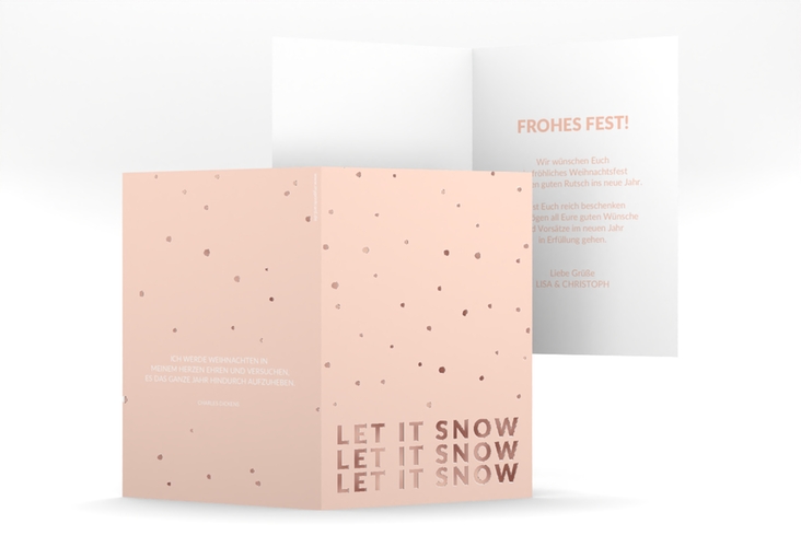 Weihnachtskarte Weihnachtssong A6 Klappkarte hoch rosa rosegold