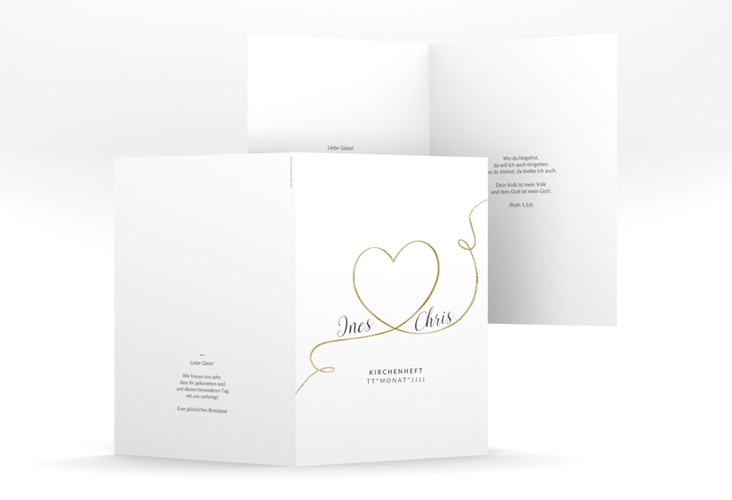 Kirchenheft Hochzeit Dolce A5 Klappkarte hoch weiss gold