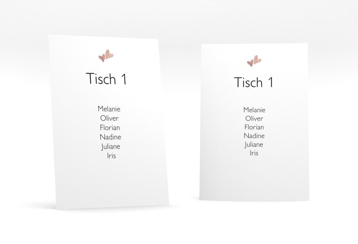 Tischaufsteller Hochzeit Twohearts Tischaufsteller beige rosegold