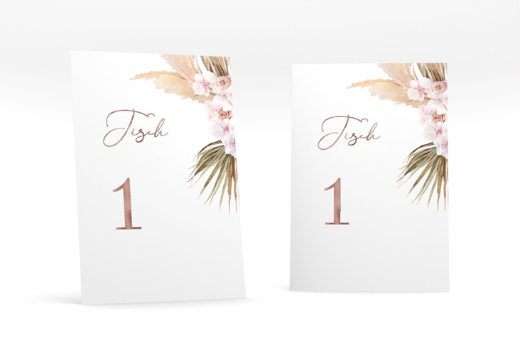 Tischnummer Hochzeit Nude Tischaufsteller weiss rosegold