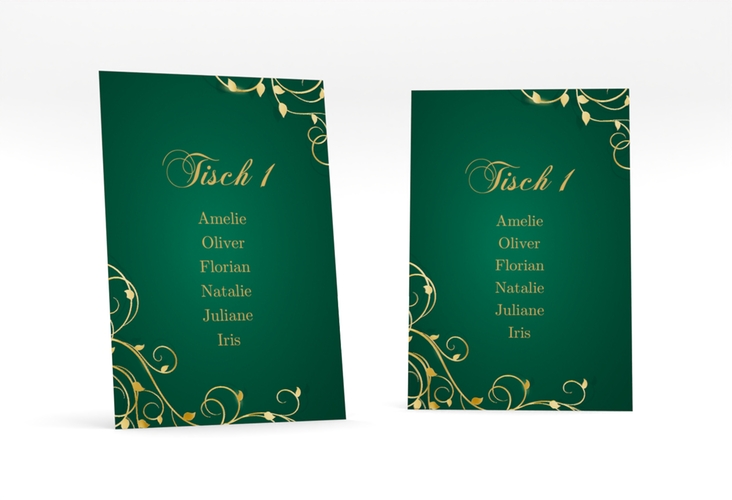 Tischaufsteller Hochzeit Eternity Tischaufsteller gruen gold