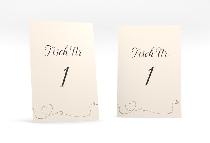 Tischnummer Hochzeit Dolce Tischaufsteller beige gold