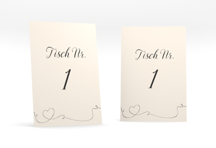 Tischnummer Hochzeit Dolce Tischaufsteller beige silber