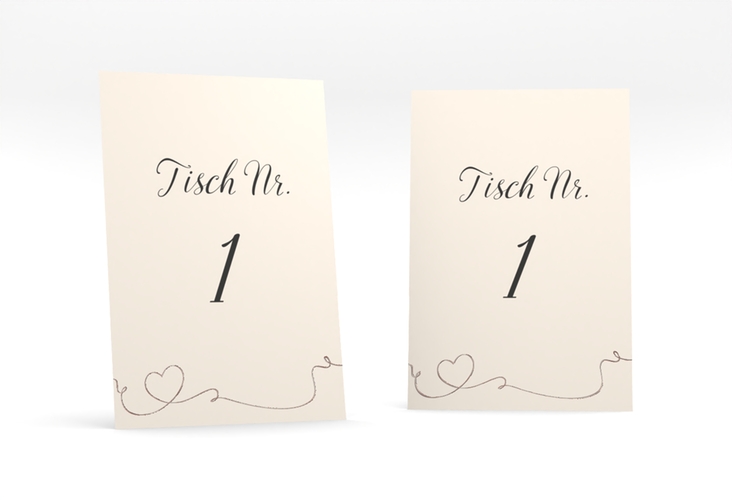 Tischnummer Hochzeit Dolce Tischaufsteller beige rosegold