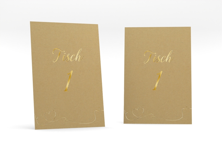 Tischnummer Hochzeit Herzensbund Tischaufsteller weiss gold