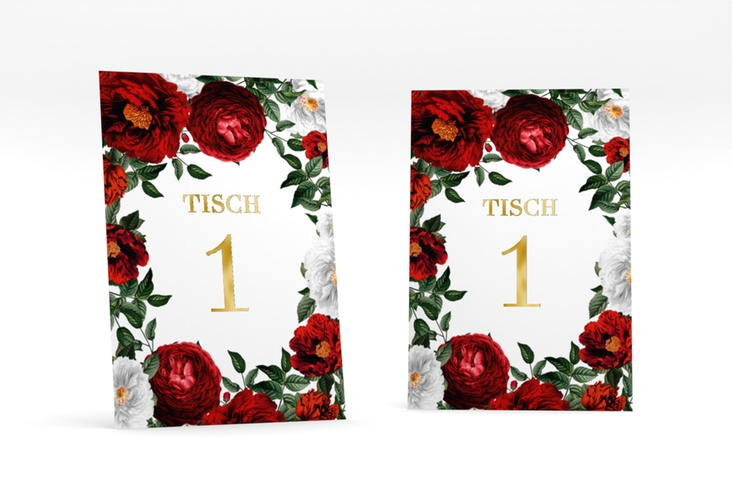 Tischnummer Hochzeit Florista Tischaufsteller weiss gold