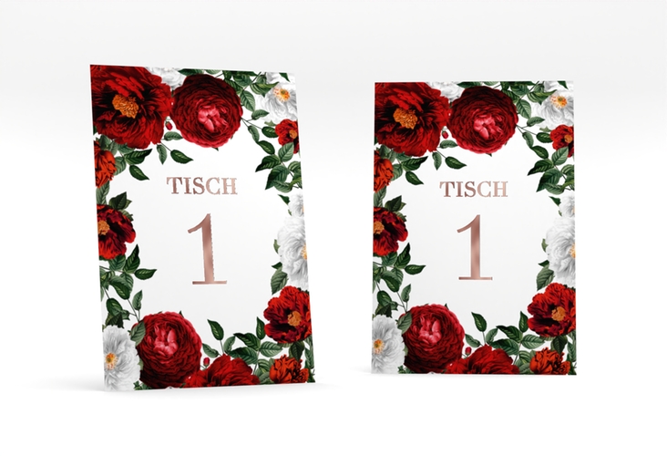 Tischnummer Hochzeit Florista Tischaufsteller weiss rosegold