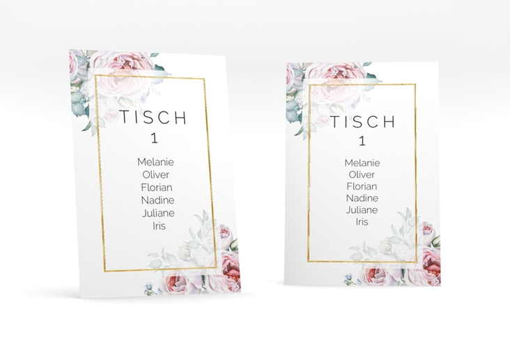 Tischaufsteller Hochzeit Embrace Tischaufsteller weiss gold