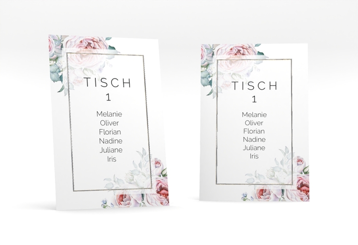 Tischaufsteller Hochzeit Embrace Tischaufsteller weiss silber