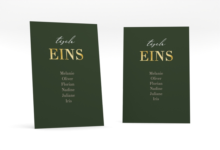 Tischaufsteller Hochzeit Moment Tischaufsteller gruen gold