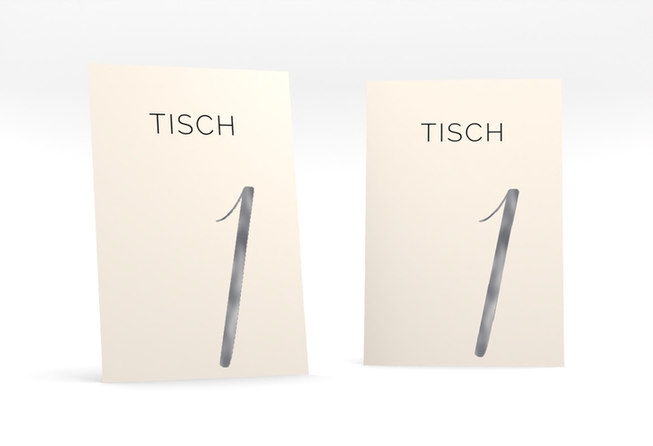 Tischnummer Hochzeit Eheschließung Tischaufsteller beige silber