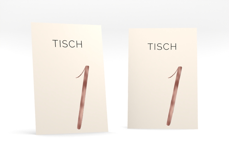 Tischnummer Hochzeit Eheschließung Tischaufsteller beige rosegold