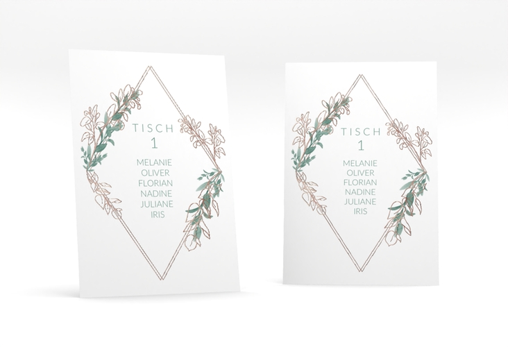 Tischaufsteller Hochzeit Verde Tischaufsteller weiss rosegold
