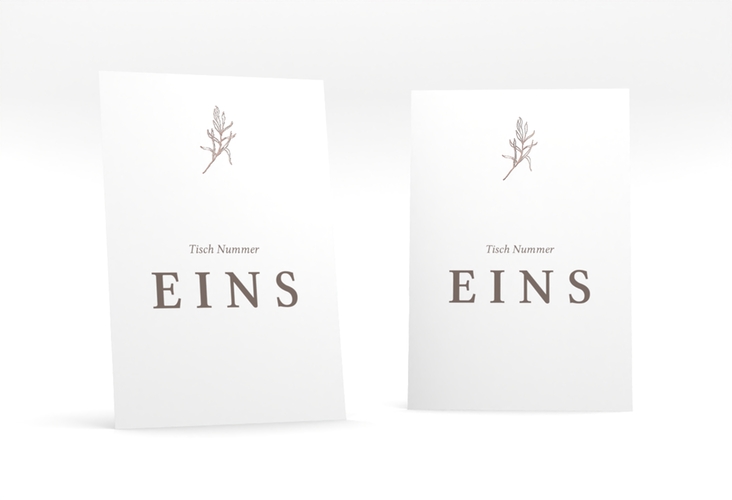 Tischnummer Hochzeit Ivy Tischaufsteller weiss rosegold minimalistisch mit kleiner botanischer Illustration